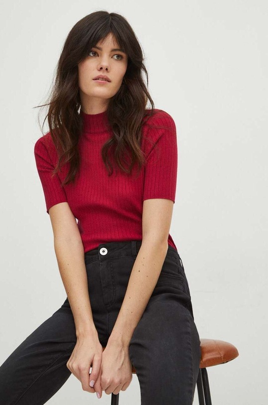 Tričko dámské svetrové růžová barva slim růžová RS24.TSD200