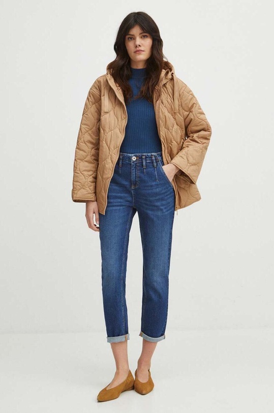 T-shirt damski sweterkowy kolor zielony RS24.TSD200 turkusowy RS24