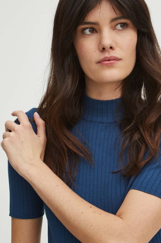 T-shirt damski sweterkowy kolor zielony turkusowy RS24.TSD200