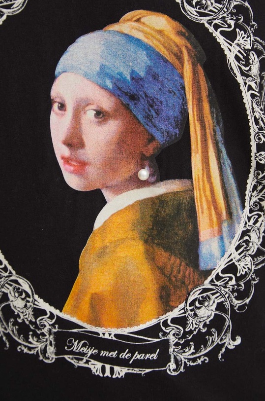 Bavlněné tričko dámské z kolekce Eviva L'arte černá barva RS24.TSD252