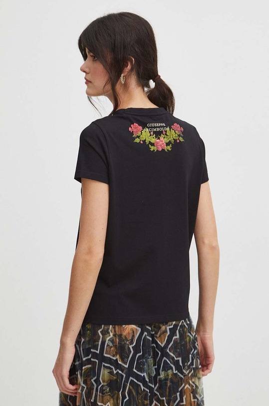 Bavlnené tričko dámske s elastanom z kolekcie Eviva L'arte čierna farba čierna RS24.TSD255