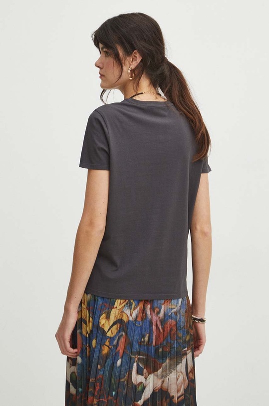 T-shirt bawełniany damski z domieszką elastanu z kolekcji Eviva L'arte kolor szary szary RS24.TSD256