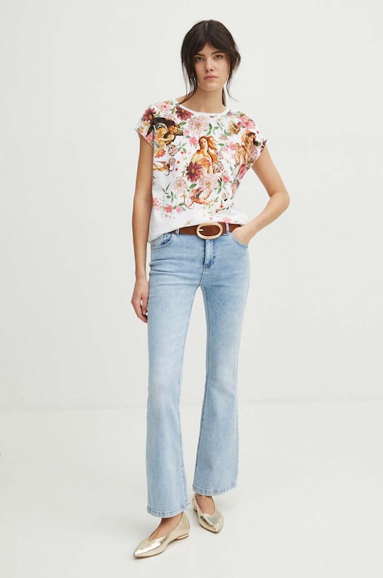 Odzież T-shirt bawełniany damski z kolekcji Eviva L'arte kolor biały RS24.TSD259 biały