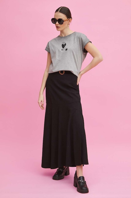 T-shirt bawełniany damski by Magda Danaj - Porysunki kolor szary RS24.TSD271 szary RS24