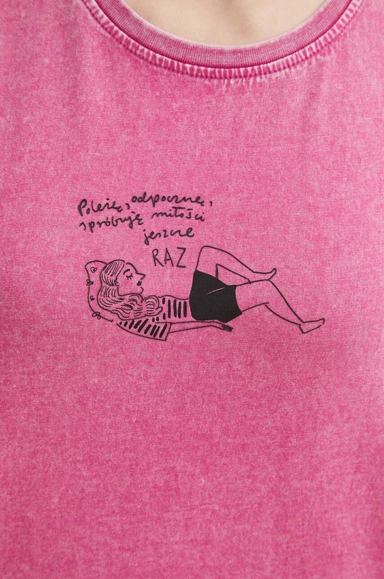 T-shirt bawełniany damski by Magda Danaj - Porysunki kolor fioletowy RS24.TSD273 fioletowy