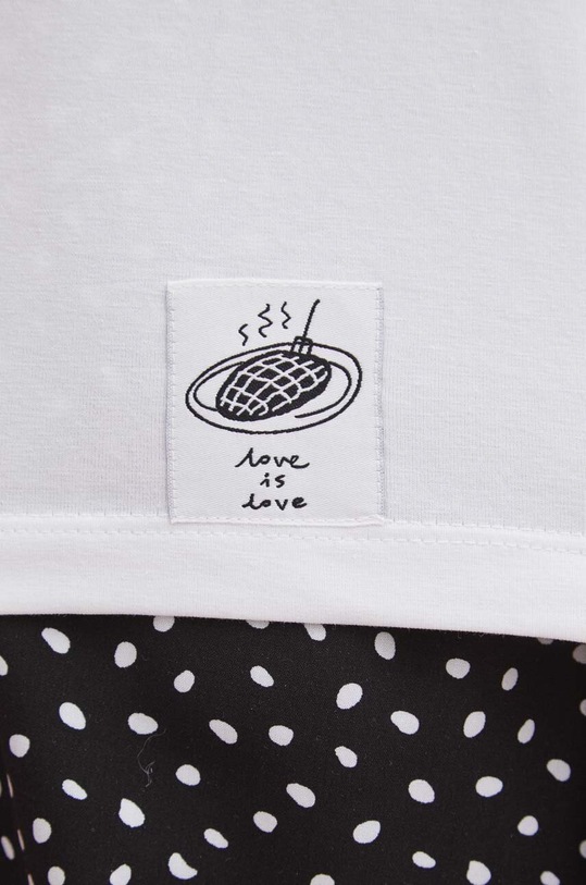 T-shirt bawełniany damski z domieszką elastanu by Magda Danaj - Porysunki kolor biały RS24.TSD275