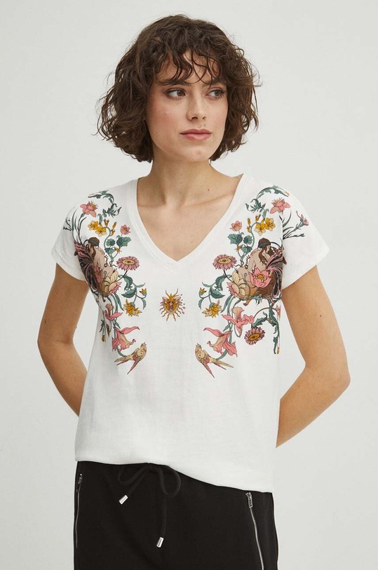 Bavlněné tričko béžová barva béžová RS24.TSD405