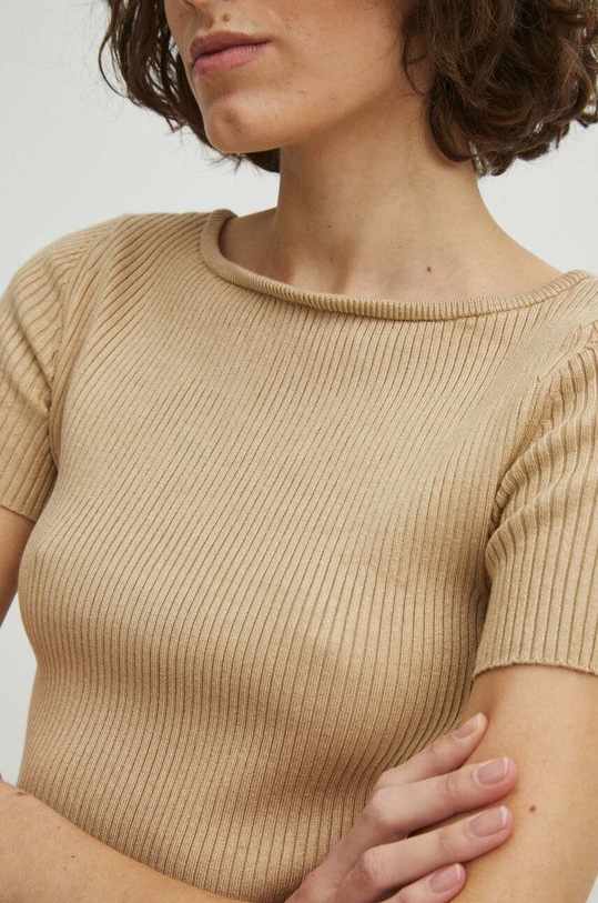 Tričko dámske sveterové béžová farba RS24.TSD406 béžová