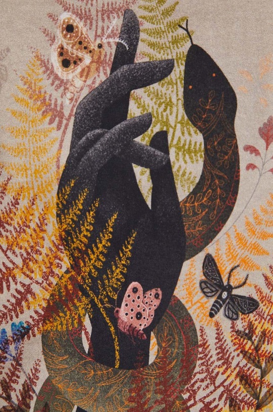 Bavlněné tričko dámské z kolekce Graphics Series béžová barva RS24.TSD450