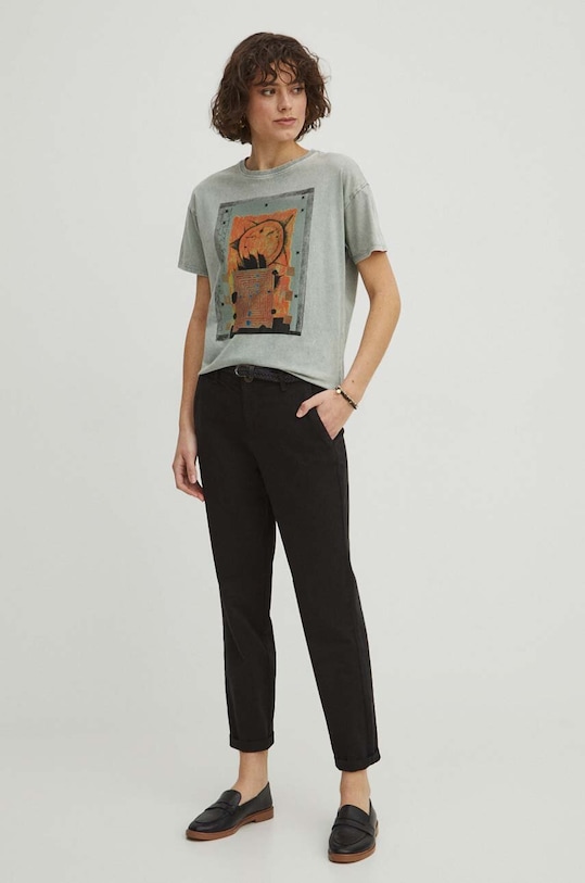 Odzież T-shirt bawełniany damski by Józef Hołard, Grafika Polska kolor turkusowy RS24.TSD453 turkusowy