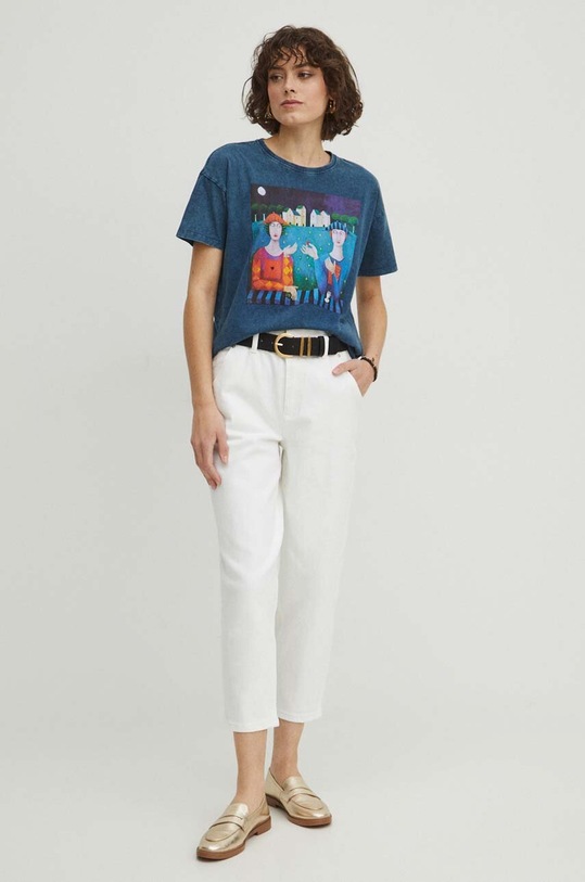 Odzież T-shirt bawełniany damski by Mirosław Nowiński, Grafika Polska kolor turkusowy RS24.TSD453 turkusowy