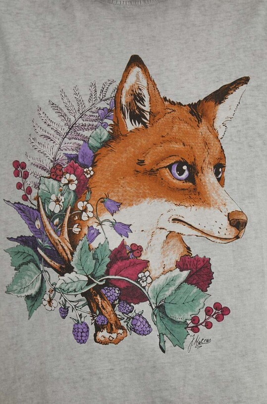 T-shirt bawełniany damski by Joanna Matras, Grafika Polska kolor szary RS24.TSD454