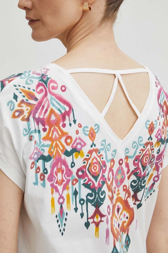 Bavlnené tričko dámske RS24.TSD507 krémová