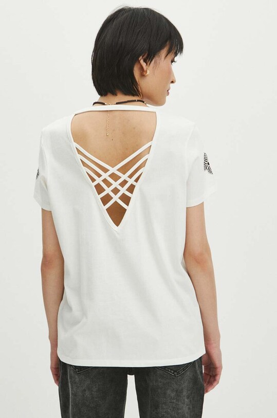 Bavlnené tričko dámske béžová farba RS24.TSD601 béžová