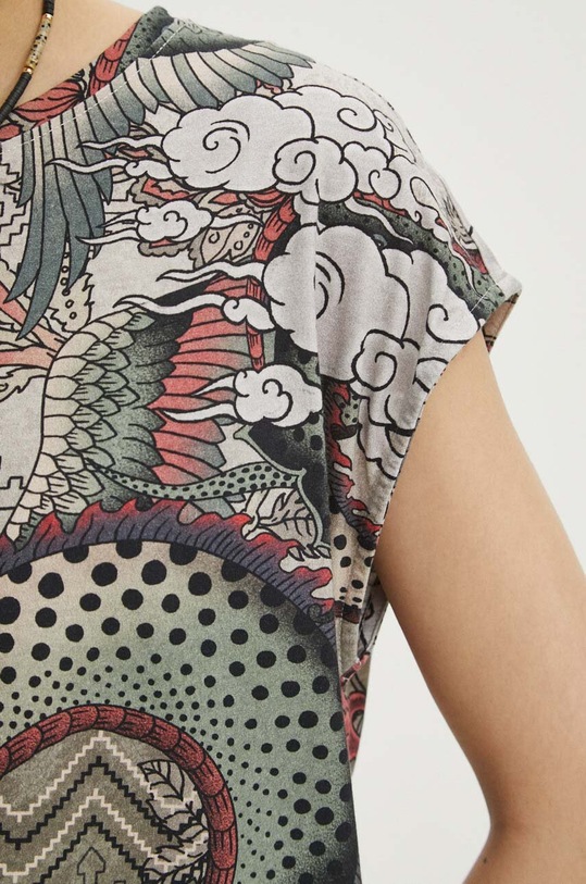 T-shirt bawełniany damski wzorzysty kolor multicolor RS24.TSD602 multicolor