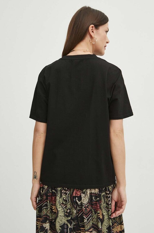 Odzież T-shirt bawełniany damski z nadrukiem kolor czarny RS24.TSD603 czarny