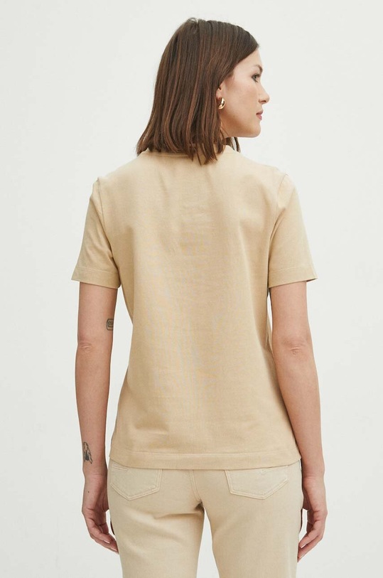 Odzież T-shirt bawełniany damski z ozdobną aplikacją kolor beżowy RS24.TSD608 beżowy
