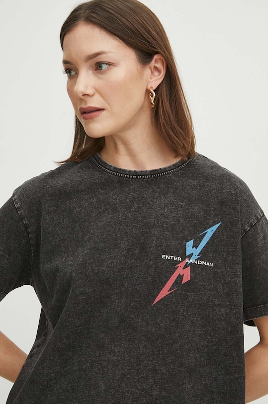 Bavlněné tričko dámské Metallica šedá barva RS24.TSD652 šedá