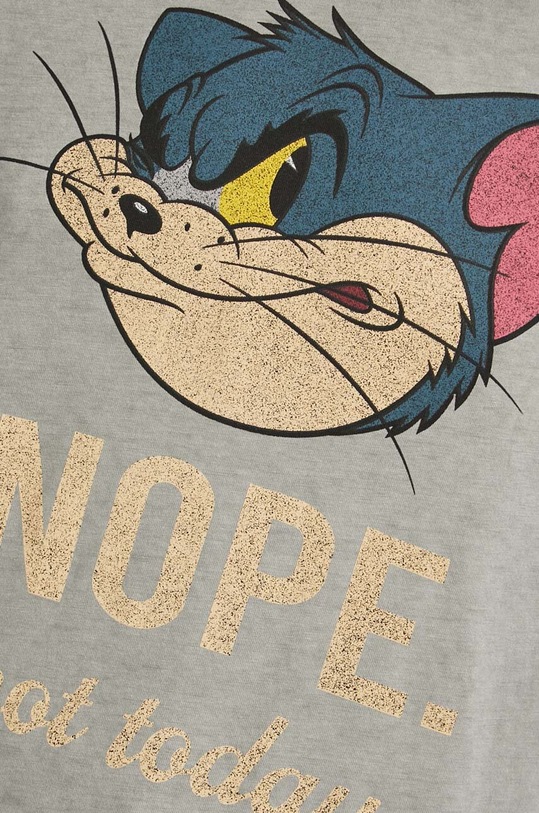 Bavlnené tričko dámske Tom and Jerry šedá farba RS24.TSD656