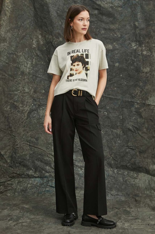 T-shirt bawełniany damski Twin Peaks kolor beżowy RS24.TSD658 beżowy RS24