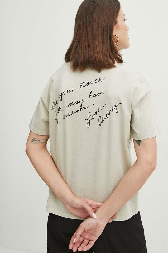 T-shirt bawełniany damski Twin Peaks kolor beżowy RS24.TSD658 beżowy