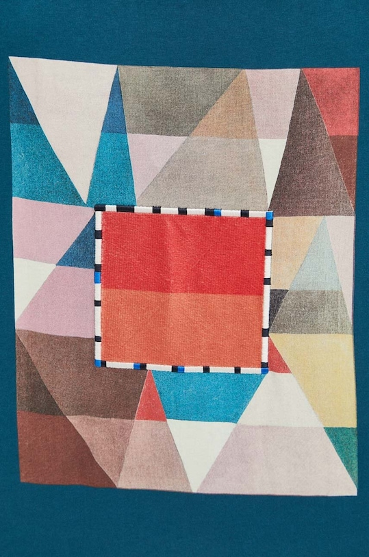 T-shirt bawełniany damski z nadrukiem z kolekcji Jerzy Nowosielski x Medicine kolor zielony RS24.TSD661 turkusowy