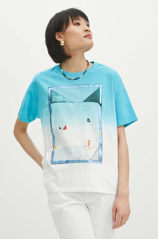 T-shirt bawełniany damski z kolekcji Jerzy Nowosielski x Medicine kolor multicolor RS24.TSD666 multicolor RS24