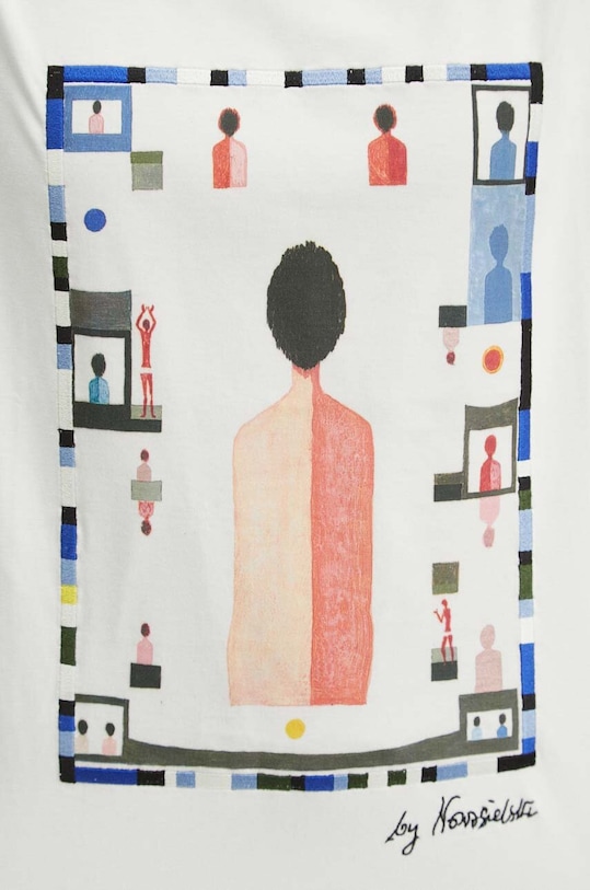 Bavlnené tričko dámske s prímesou elastanu z kolekcie Jerzy Nowosielski x Medicine biela farba RS24.TSD667