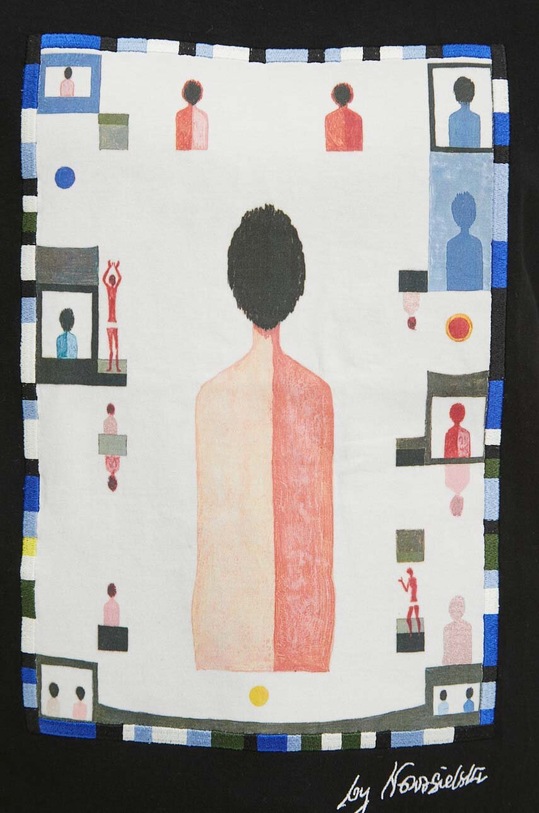 Bavlněné tričko dámské s příměsí elastanu z kolekce Jerzy Nowosielski x Medicine černá barva RS24.TSD667