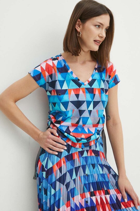 T-shirt bawełniany damski z kolekcji Jerzy Nowosielski x Medicine kolor multicolor RS24.TSD668 multicolor RS24