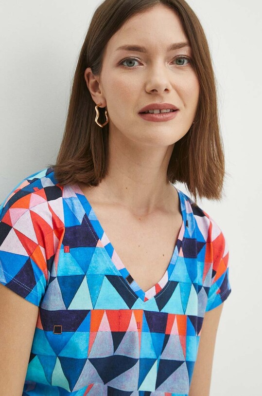 T-shirt bawełniany damski z kolekcji Jerzy Nowosielski x Medicine kolor multicolor RS24.TSD668 multicolor