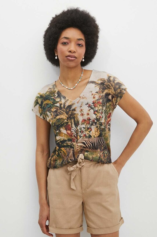 Medicine tricou din bumbac flori multicolor RS24.TSD704