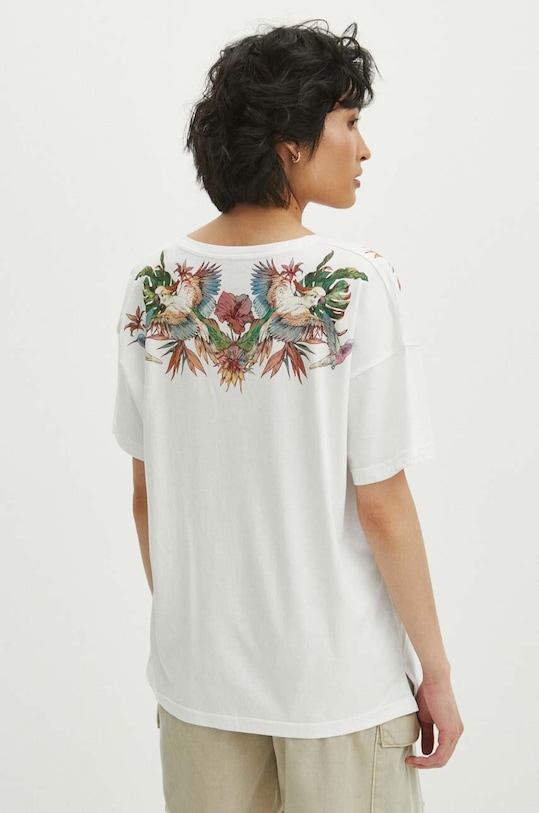 Odzież T-shirt bawełniany damski z nadrukiem kolor biały RS24.TSD705 biały