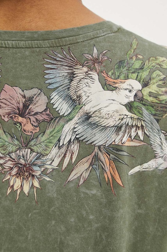 T-shirt bawełniany damski z nadrukiem kolor zielony RS24.TSD705