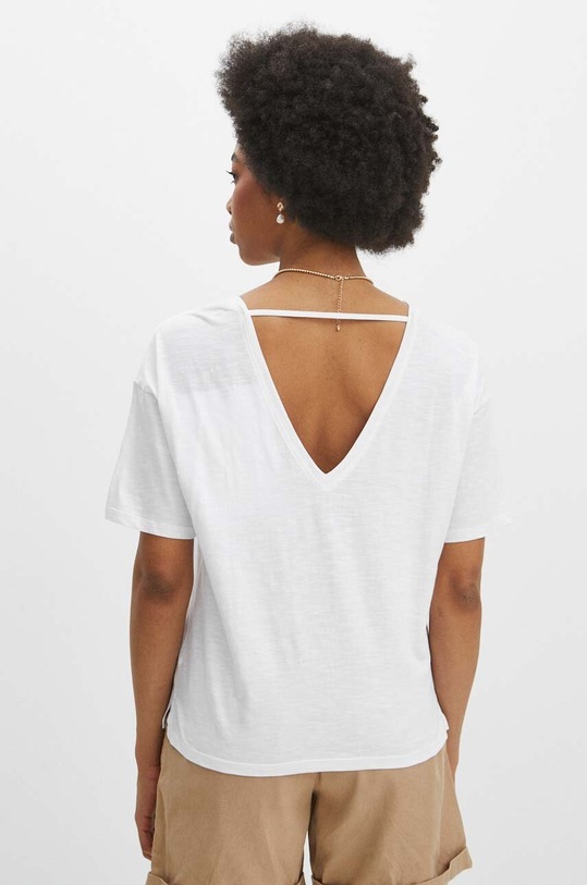Odzież T-shirt bawełniany damski z nadrukiem kolor biały RS24.TSD706 biały
