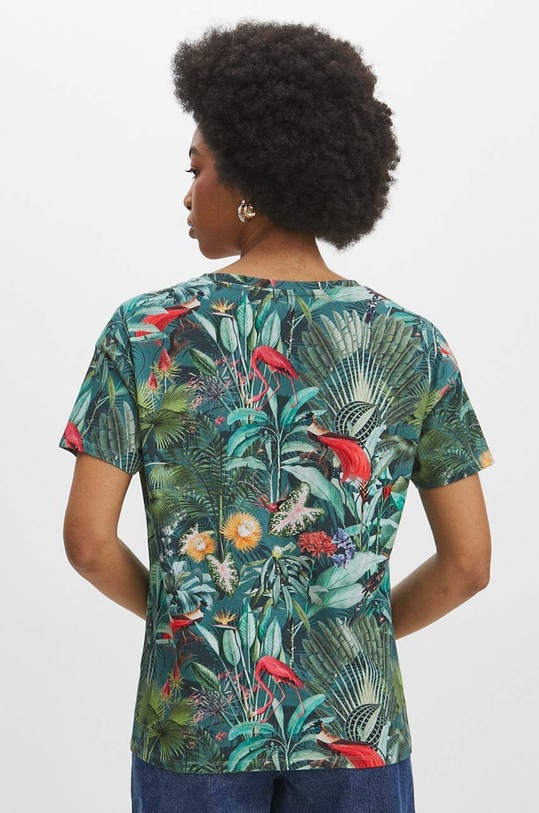 Odzież T-shirt bawełniany damski z domieszką elastanu wzorzysty kolor multicolor RS24.TSD711 multicolor