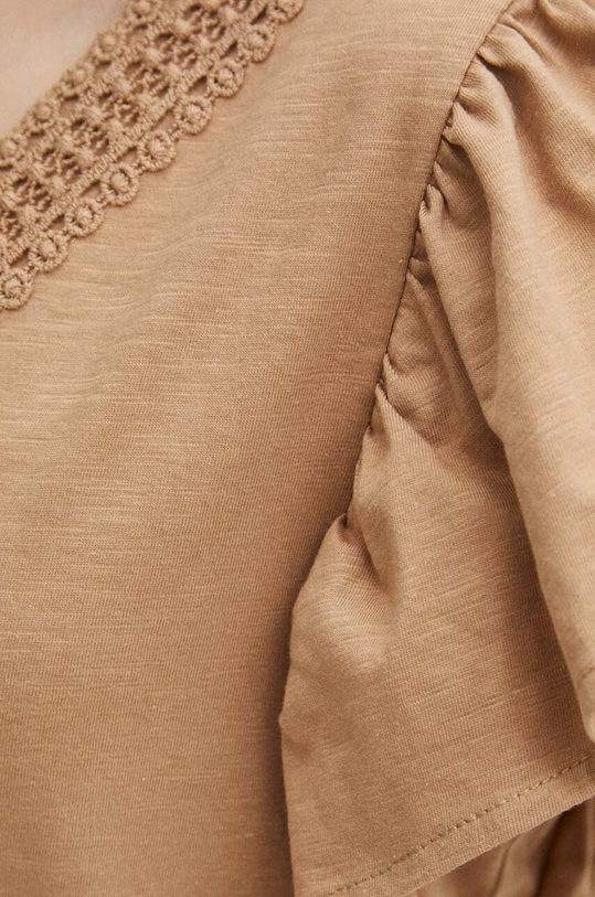 Bavlnené tričko dámske béžová farba RS24.TSD811 béžová