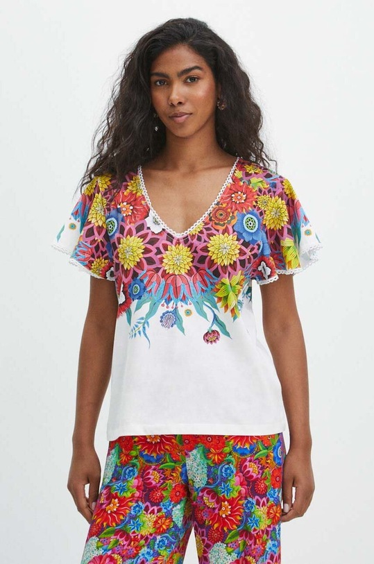 Bavlněné tričko dámské z kolekce Jane Tattersfield x Medicine bílá barva RS24.TSD861 bílá RS24