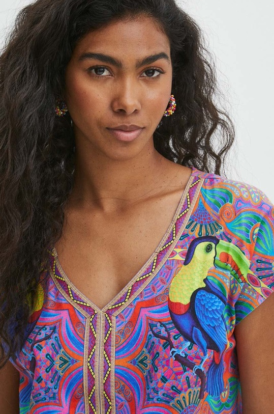 T-shirt bawełniany damski z kolekcji Jane Tattersfield x Medicine kolor multicolor RS24.TSD862 multicolor