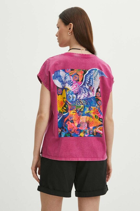 T-shirt bawełniany damski z kolekcji Jane Tattersfield x Medicine kolor różowy różowy RS24.TSD863