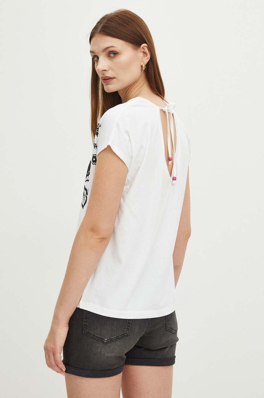 Odzież T-shirt bawełniany damski z nadrukiem kolor biały RS24.TSD903 biały