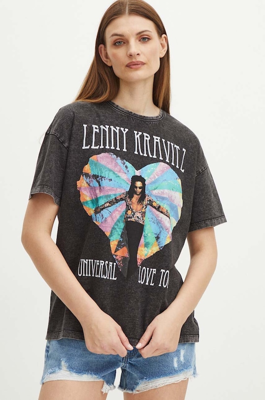 T-shirt bawełniany damski Lenny Kravitz kolor czarny RS24.TSD956 czarny RS24