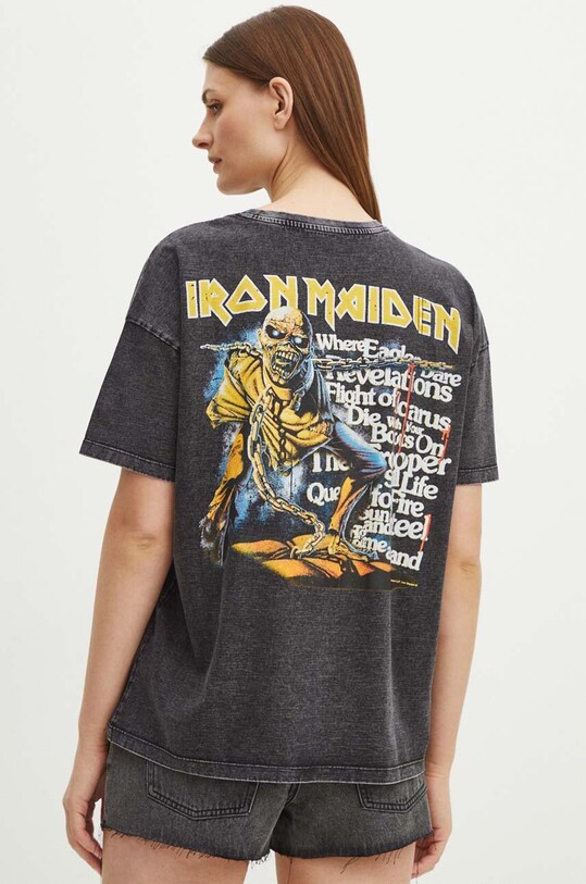 T-shirt bawełniany damski Iron Maiden kolor szary RS24.TSD957 szary RS24