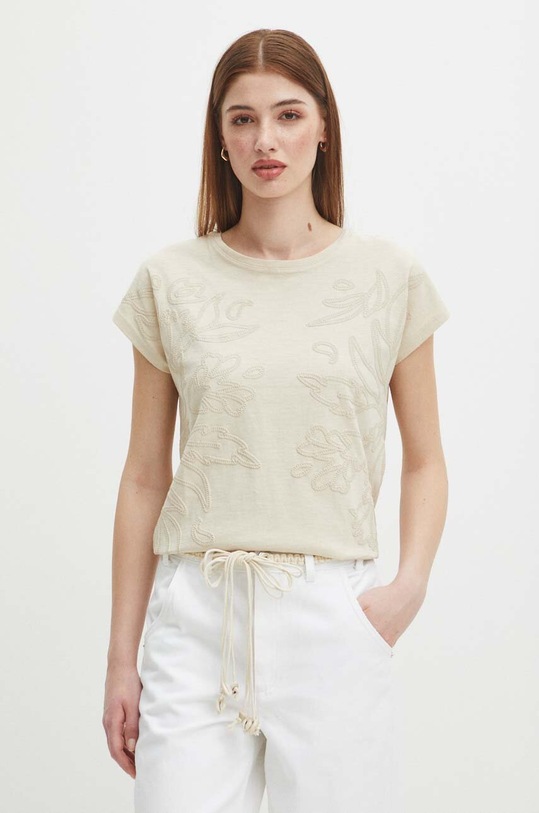 Bavlněné tričko béžová barva béžová RS24.TSDA00