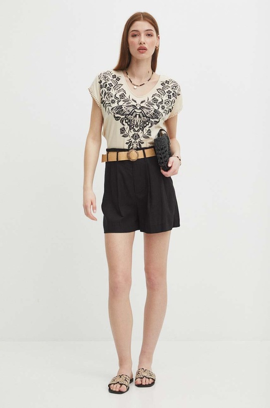 Bavlněné tričko béžová barva RS24.TSDA04 béžová RS24