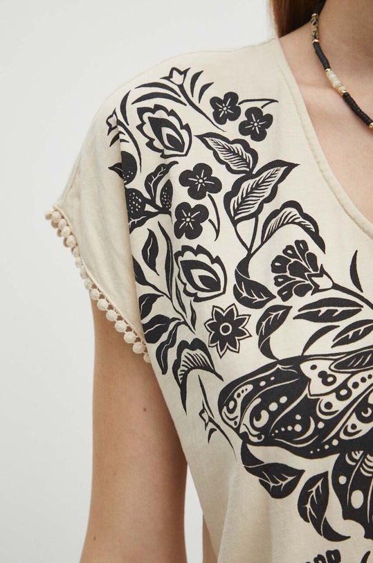 Bavlněné tričko béžová barva béžová RS24.TSDA04