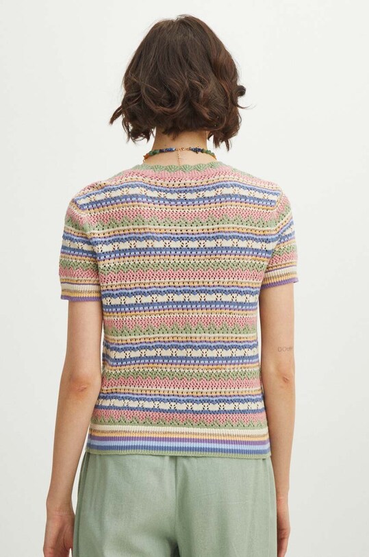 Odzież T-shirt bawełniany damski ażurowy kolor multicolor RS24.TSDA11 multicolor