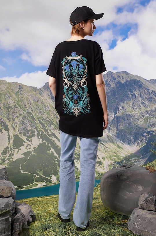 T-shirt bawełniany damski z kolekcji Tatrzański Park Narodowy x Medicine kolor czarny okrągły czarny RS24.TSDA51
