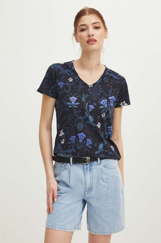 Bavlněné tričko dámské z kolekce Tatra National Park x Medicine černá barva RS24.TSDA52 černá RS24