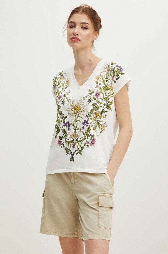 T-shirt bawełniany damski z kolekcji Tatrzański Park Narodowy x Medicine kolor beżowy RS24.TSDA53 beżowy RS24